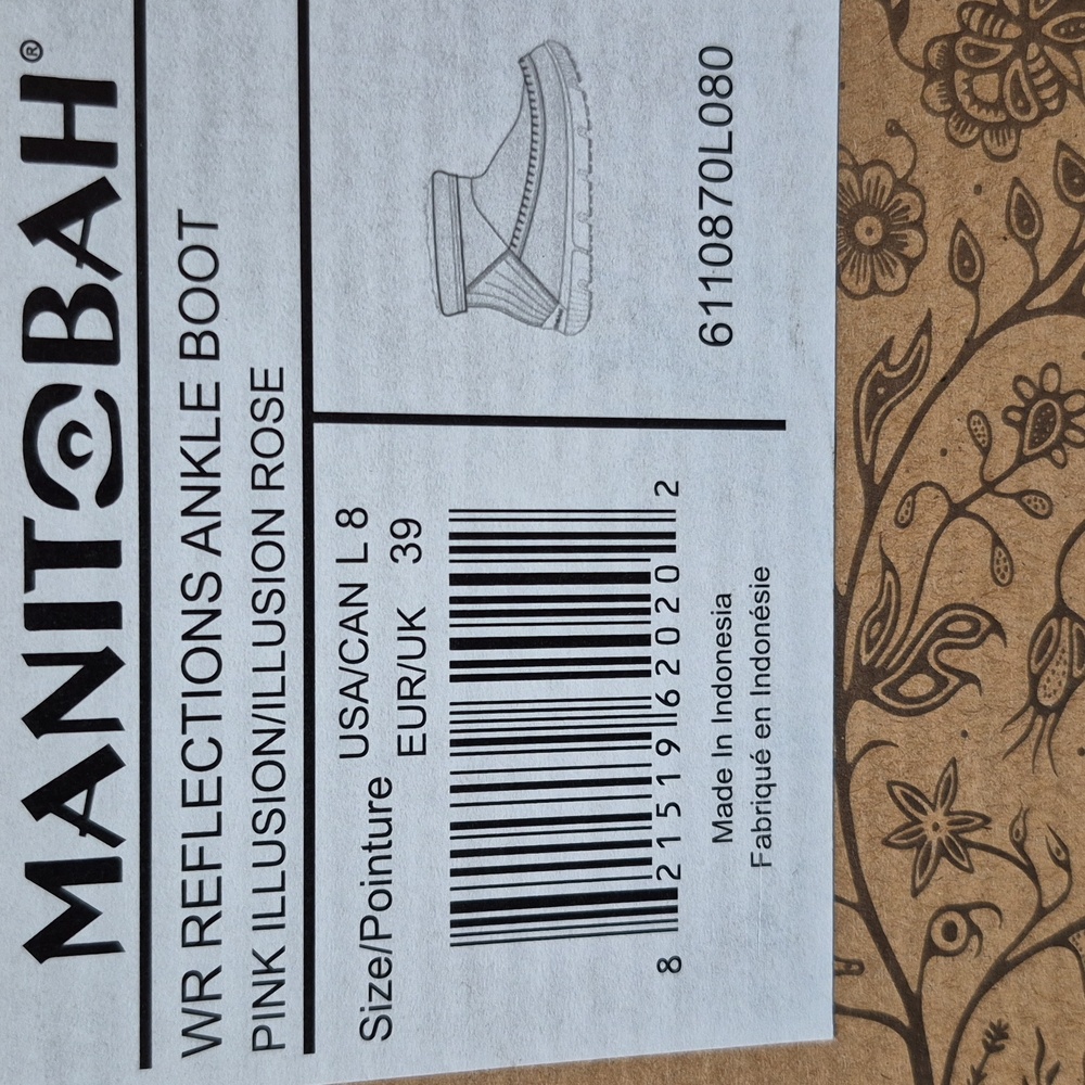 Manitobah Leather Reflections Ankle Boot Size 8 In Pink Illusion, New In Box! - Picture 4 of 16